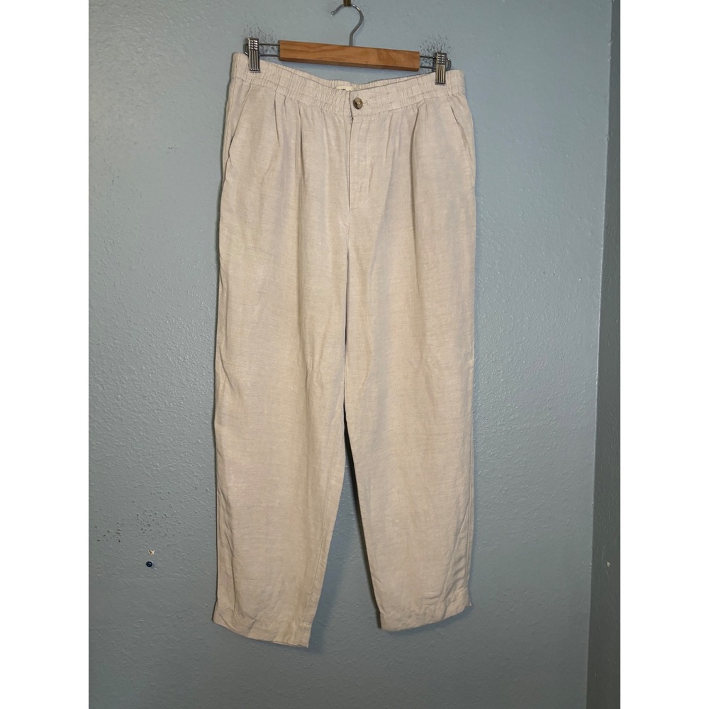 Madewell Linen Blend Track Trousers Heathered Natural Beige Size Medium - Picture 3 of 11